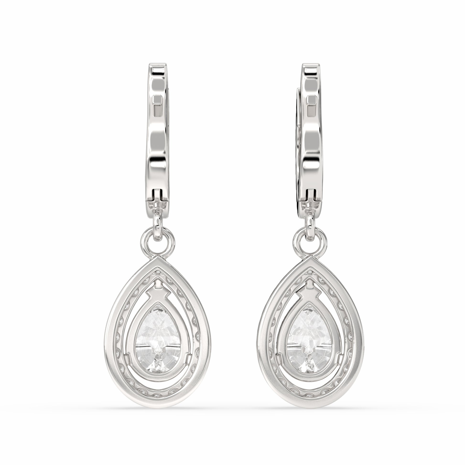 Buraq Pear Drop Earring in white gold