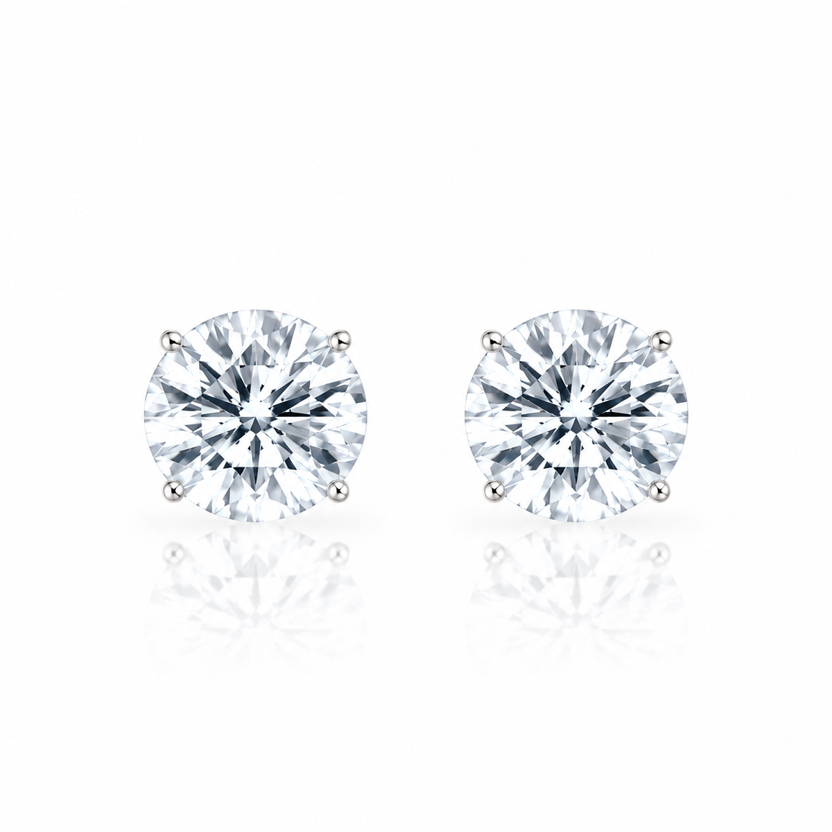 Round Solitaire Lab Grown Diamond Gold Earrings