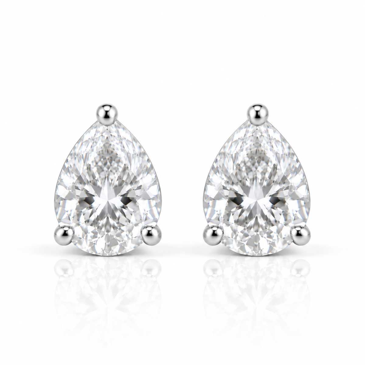 Pear Solitaire Lab Grown Diamond Gold Earrings