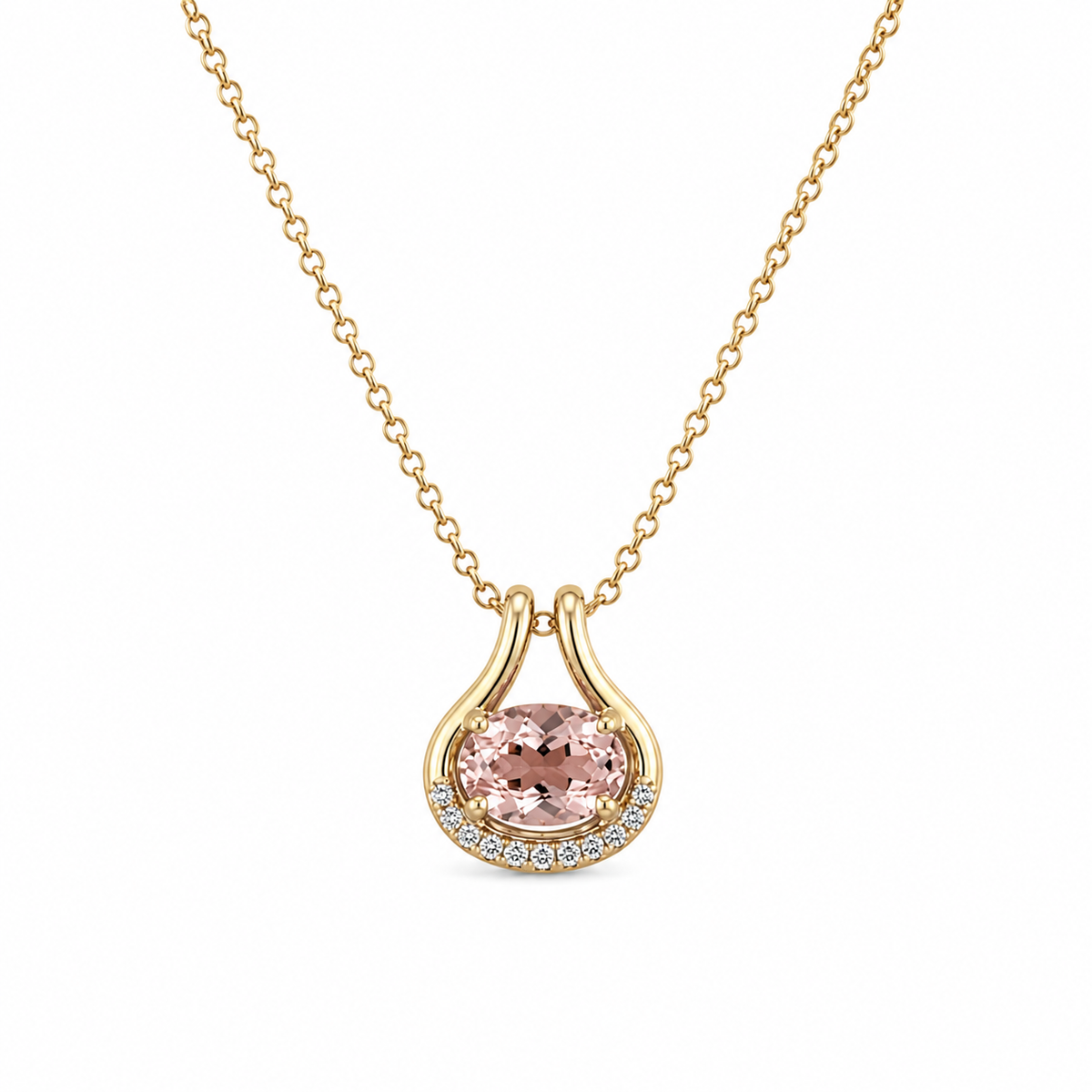 Pink Gemstone Halo Lab Grown Diamond 925 Silver Pendant