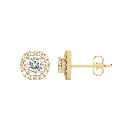 0.49 Ct Cushion Halo Studs