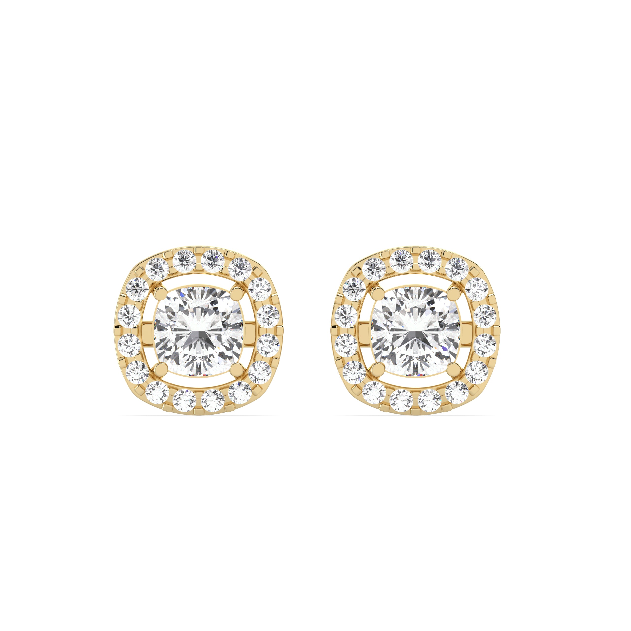 0.49 Ct Cushion Halo Studs