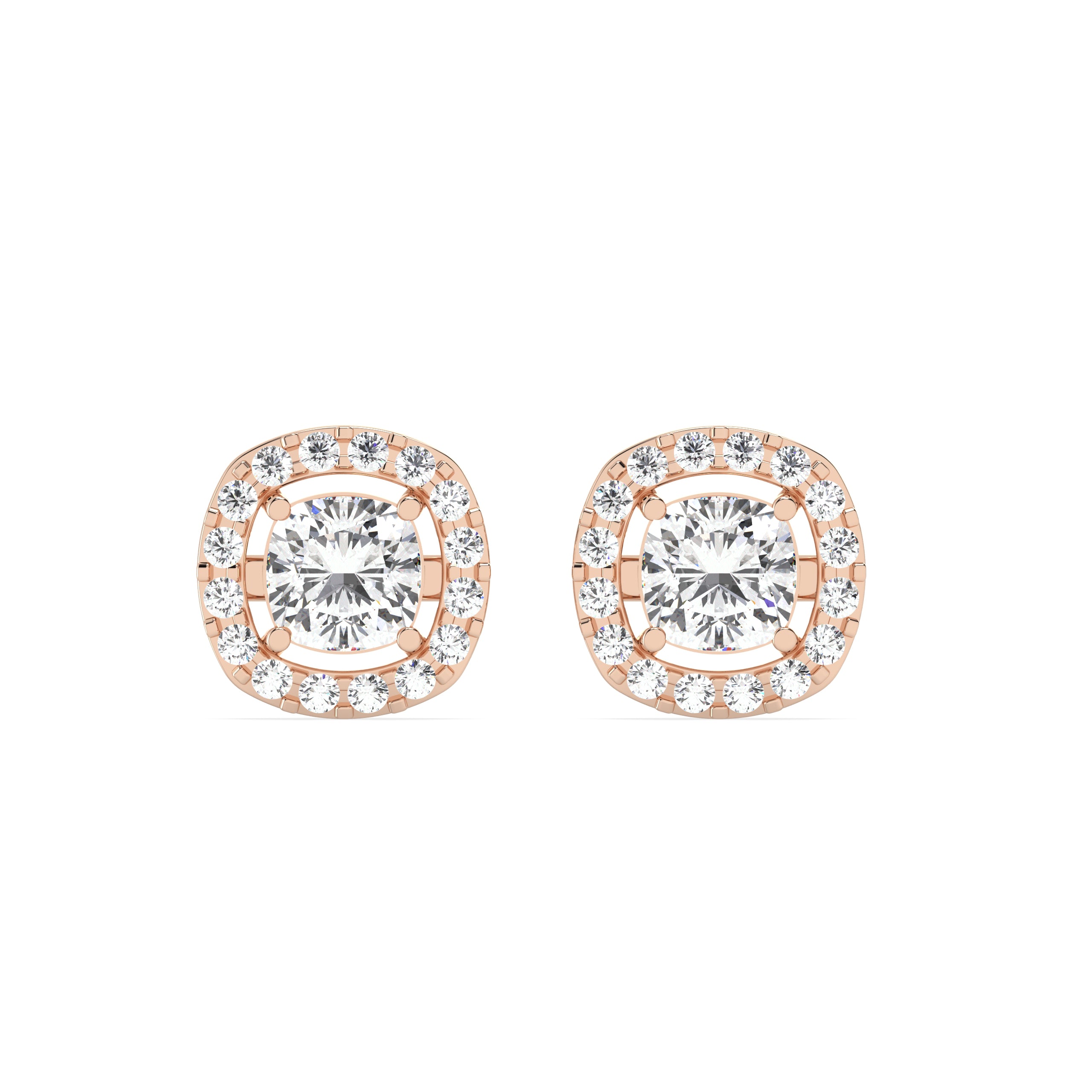 0.49 Ct Cushion Halo Studs