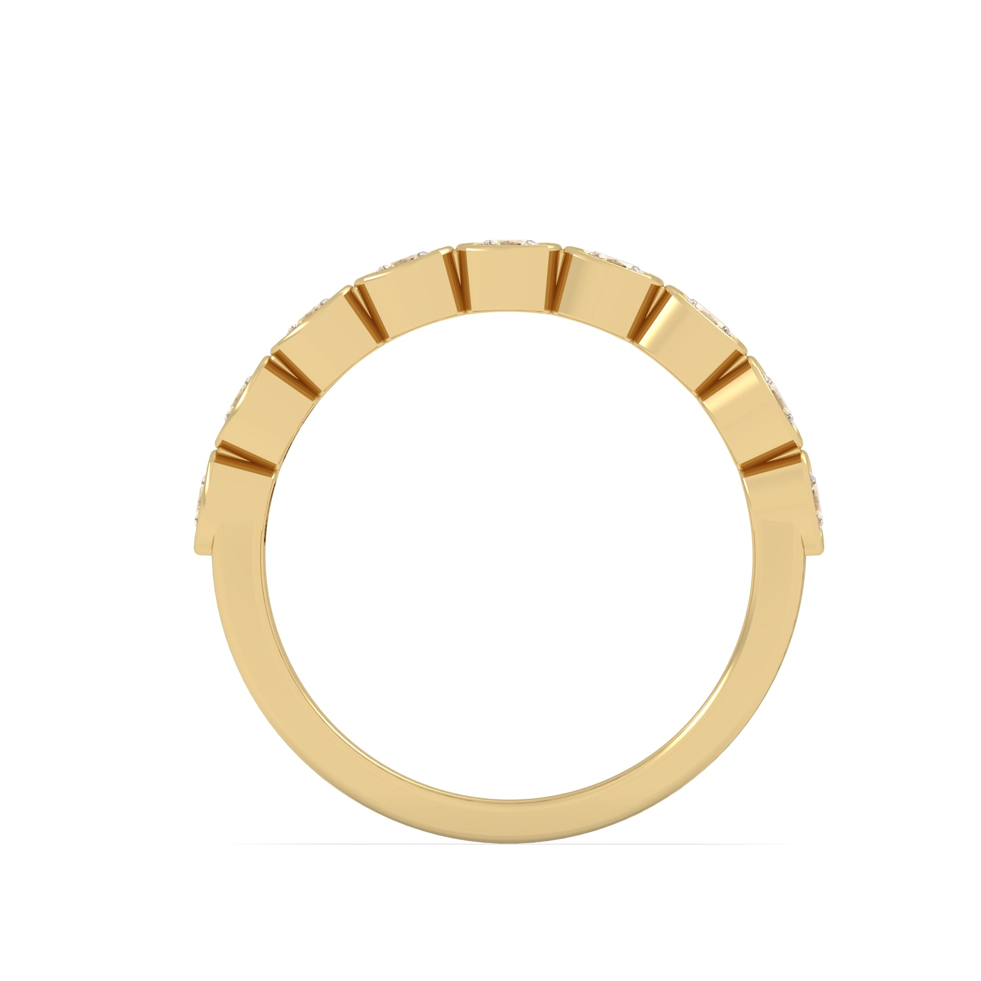 shop Cushion Bezel Half Band in 18lt yellow gold womens ring