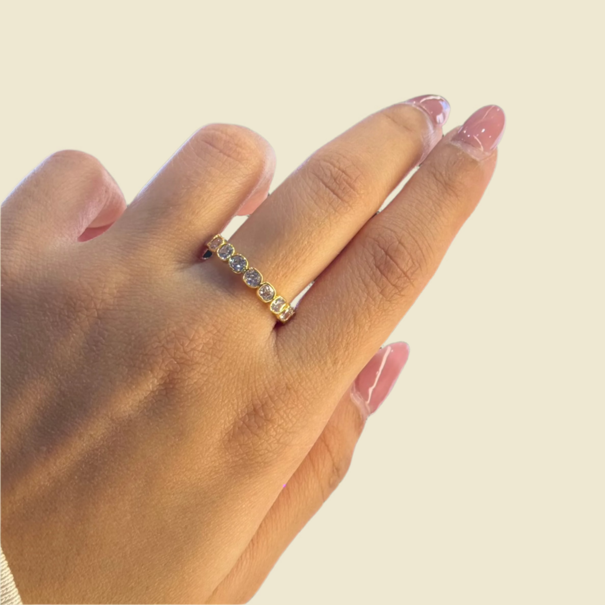 shop Cushion Bezel Half Band in 18kt yellow gold 1 carat ring