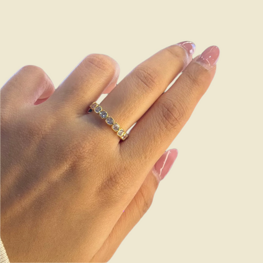shop Cushion Bezel Half Band in 18kt yellow gold 1 carat ring