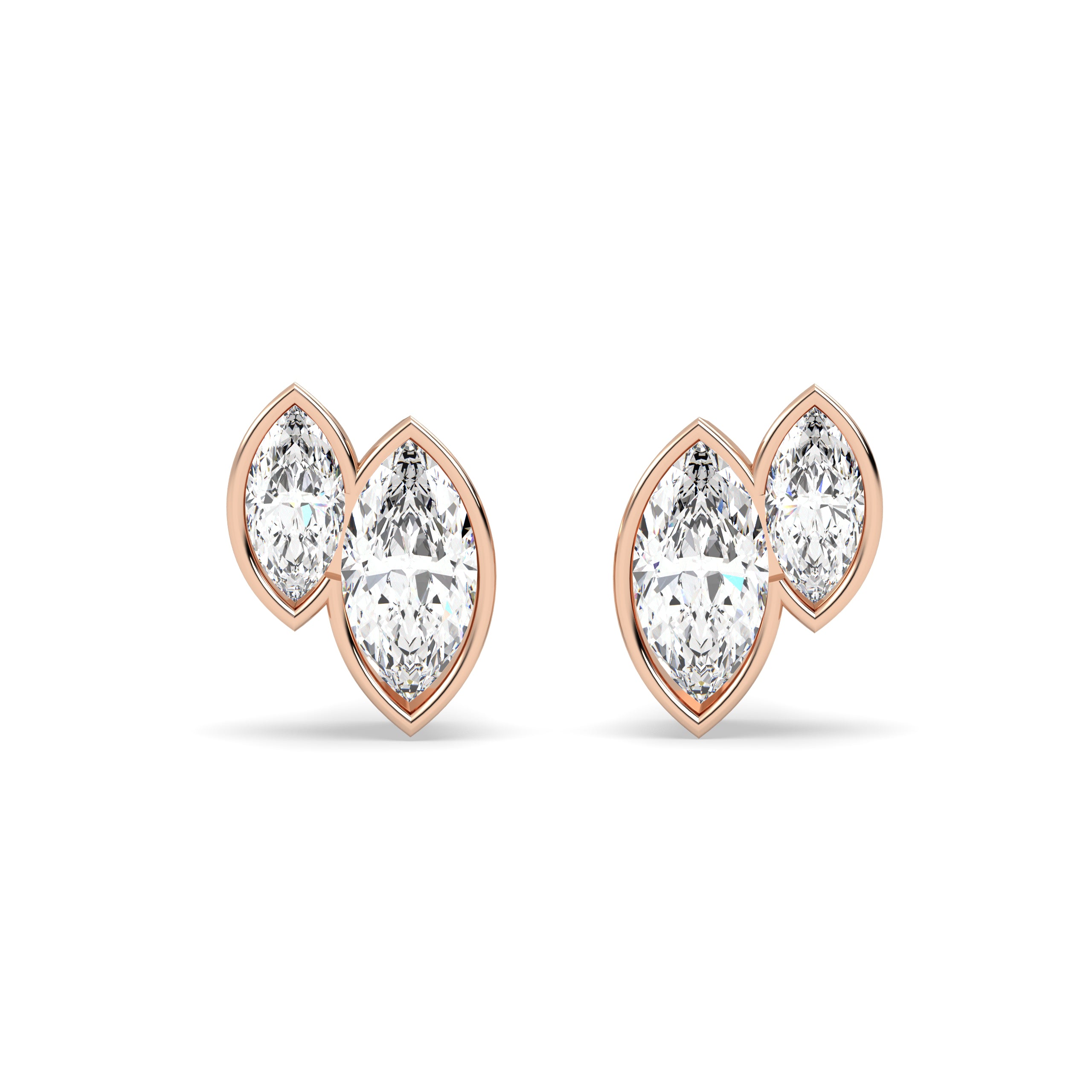 Kristal Marquise Duet Bezel Studs