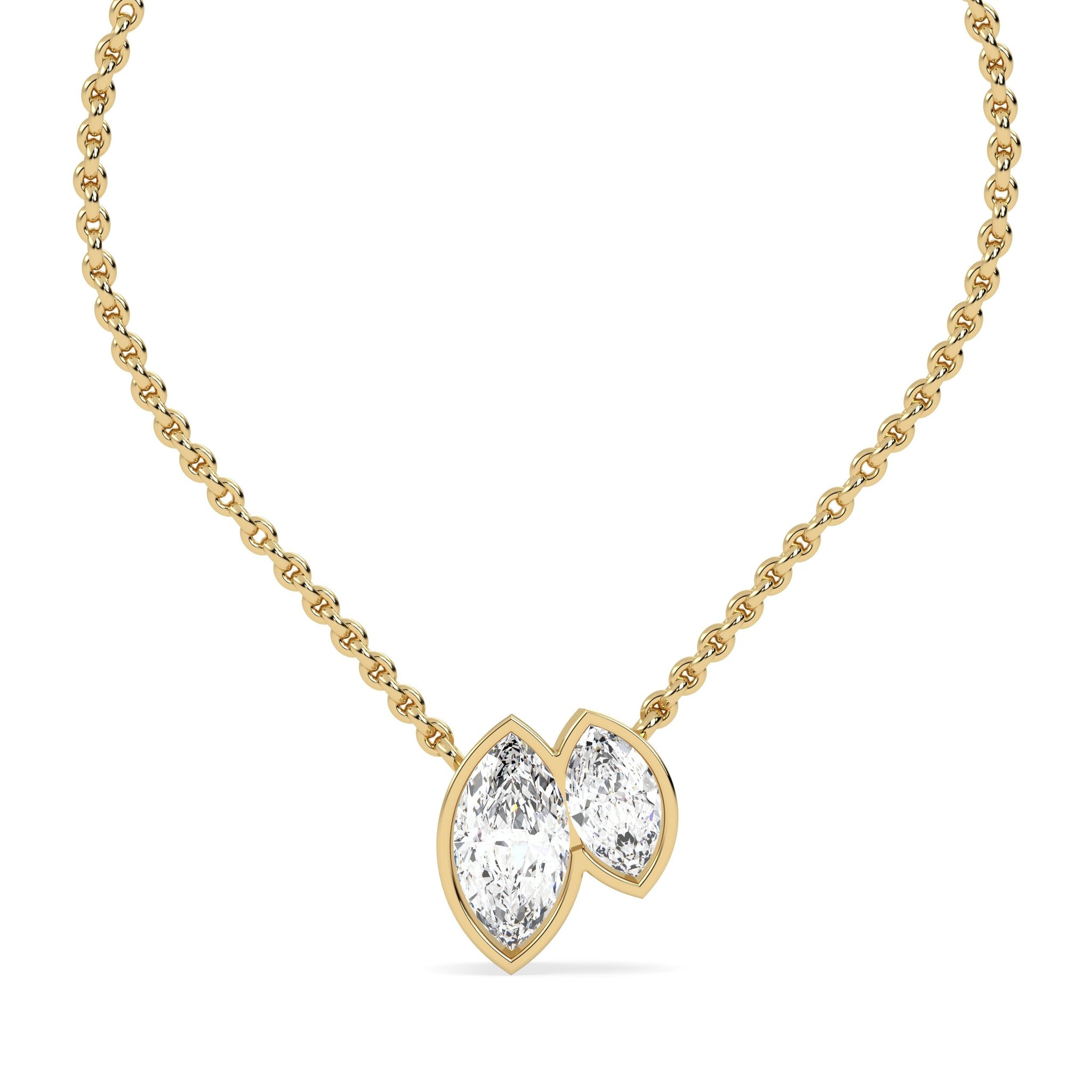 Kristal Marquise Duet Bezel Necklace