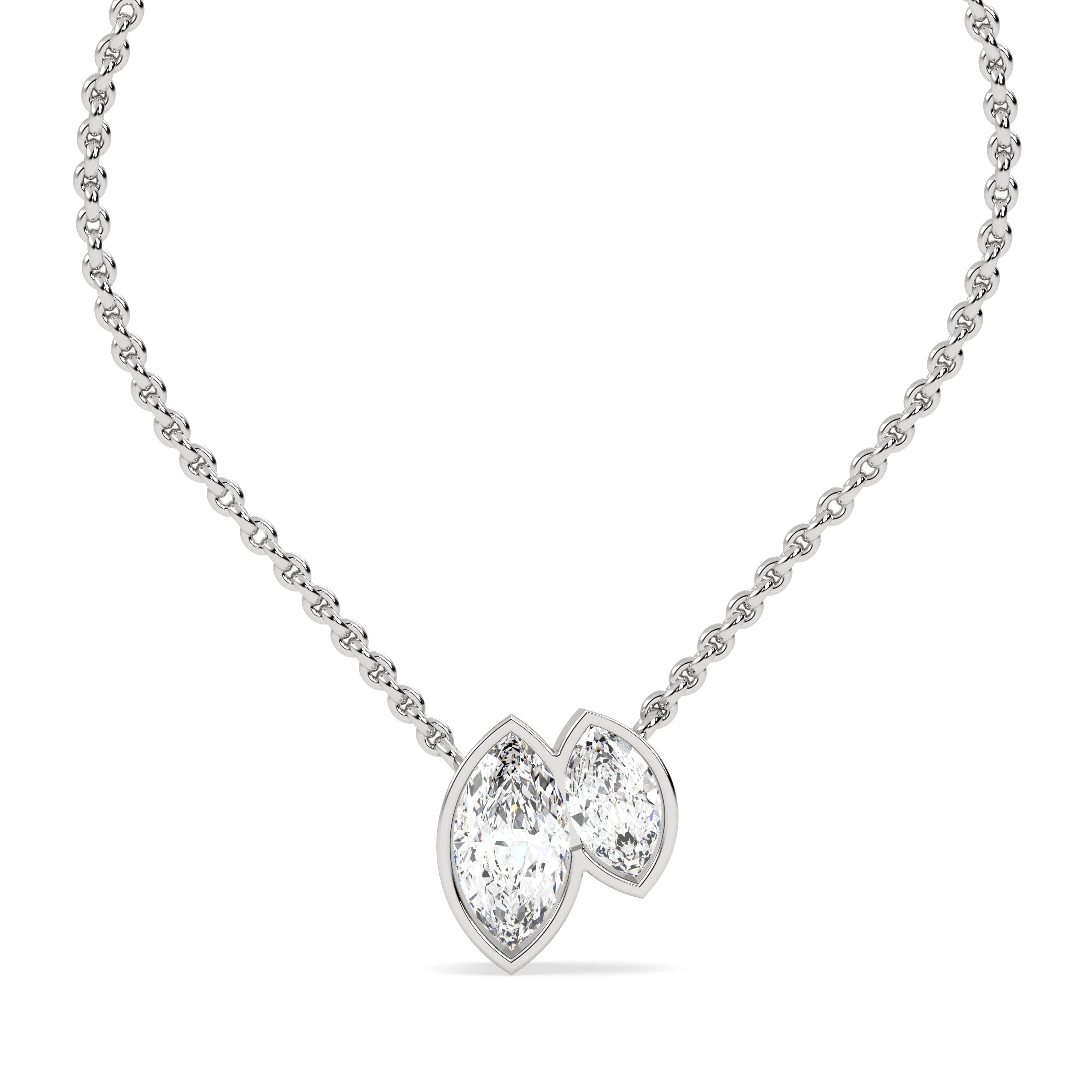 Kristal Marquise Duet Bezel Necklace