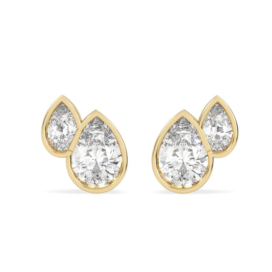 Olir Pear Duet Bezel Studs