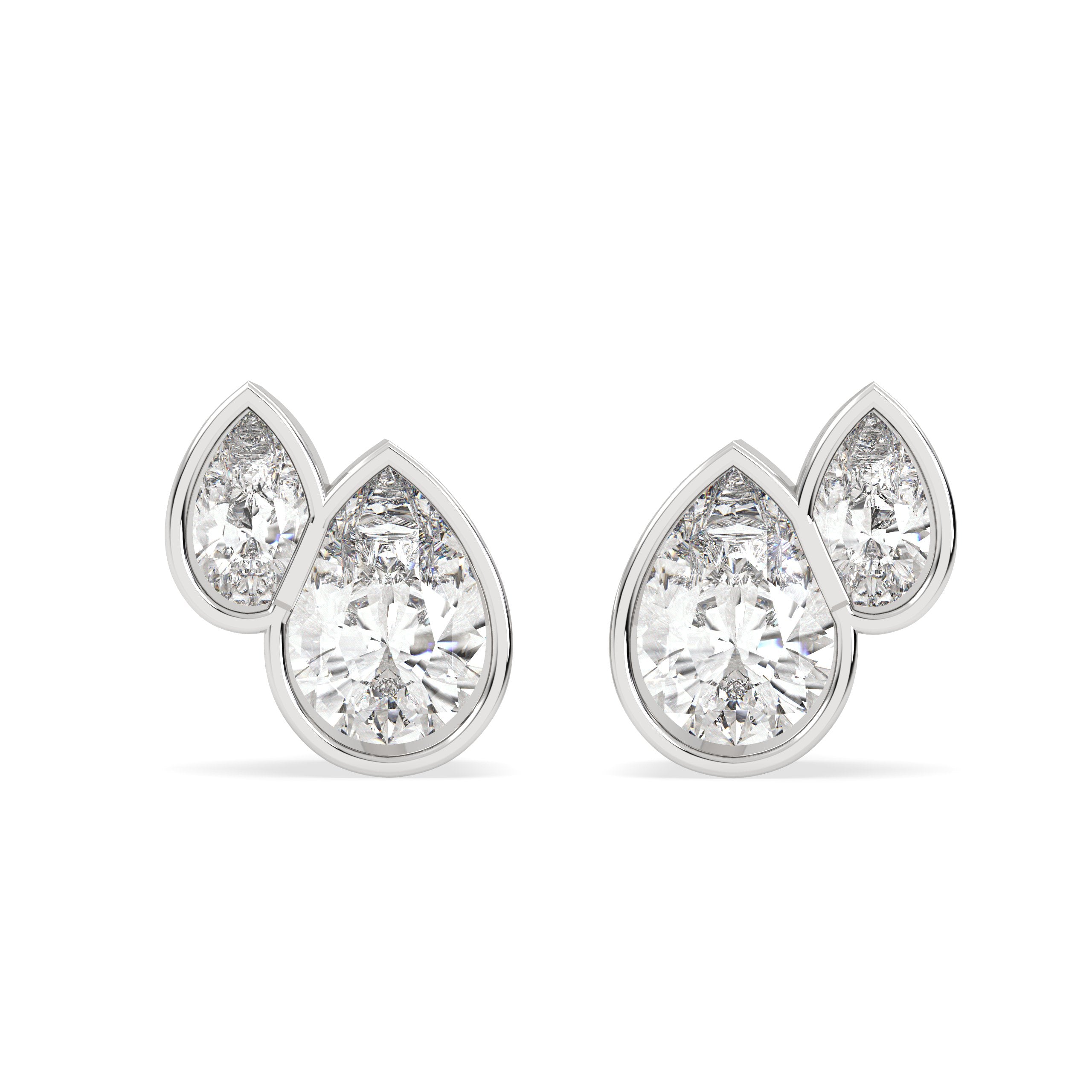 Olir Pear Duet Bezel Studs