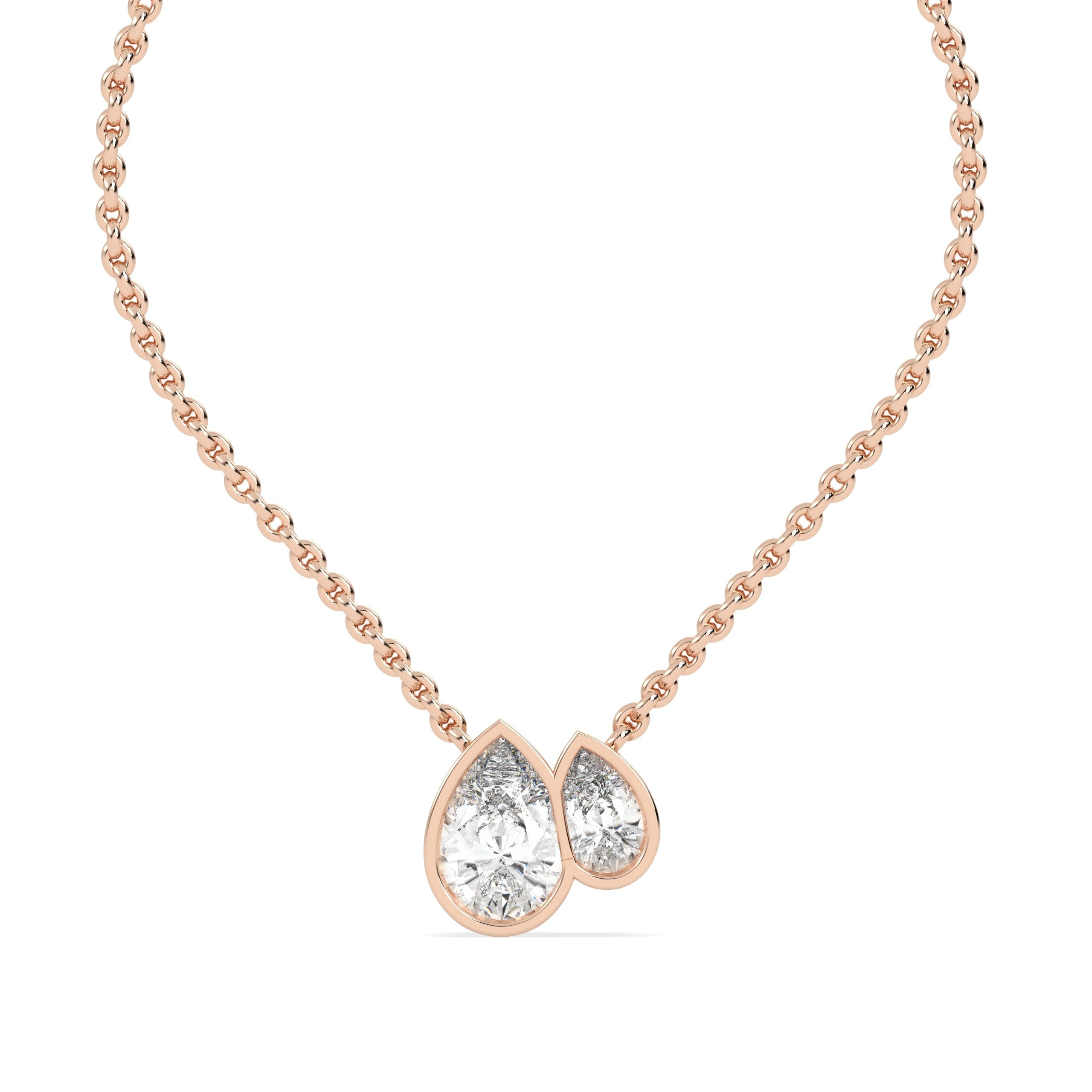 Olir Pear Duet Bezel Necklace