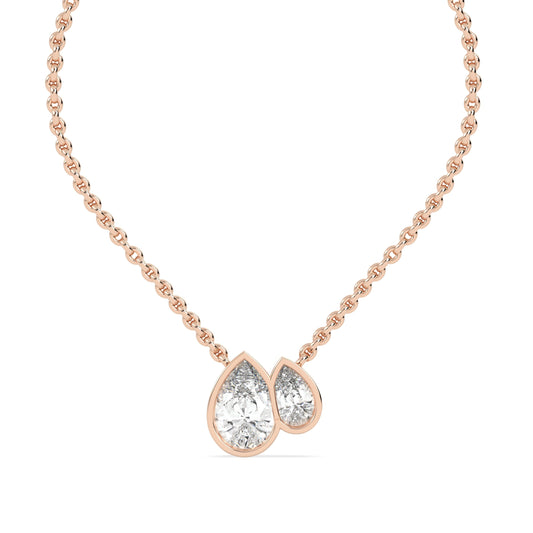 Bezel Lab Grown Diamond Necklace – Olir Duet – 925 Silver