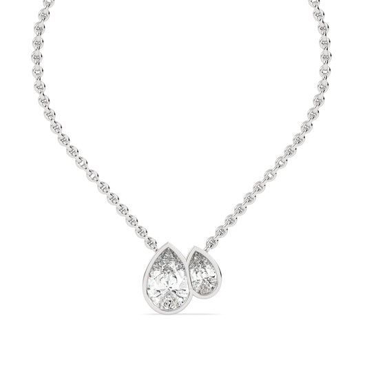 Olir Pear Duet Bezel Necklace