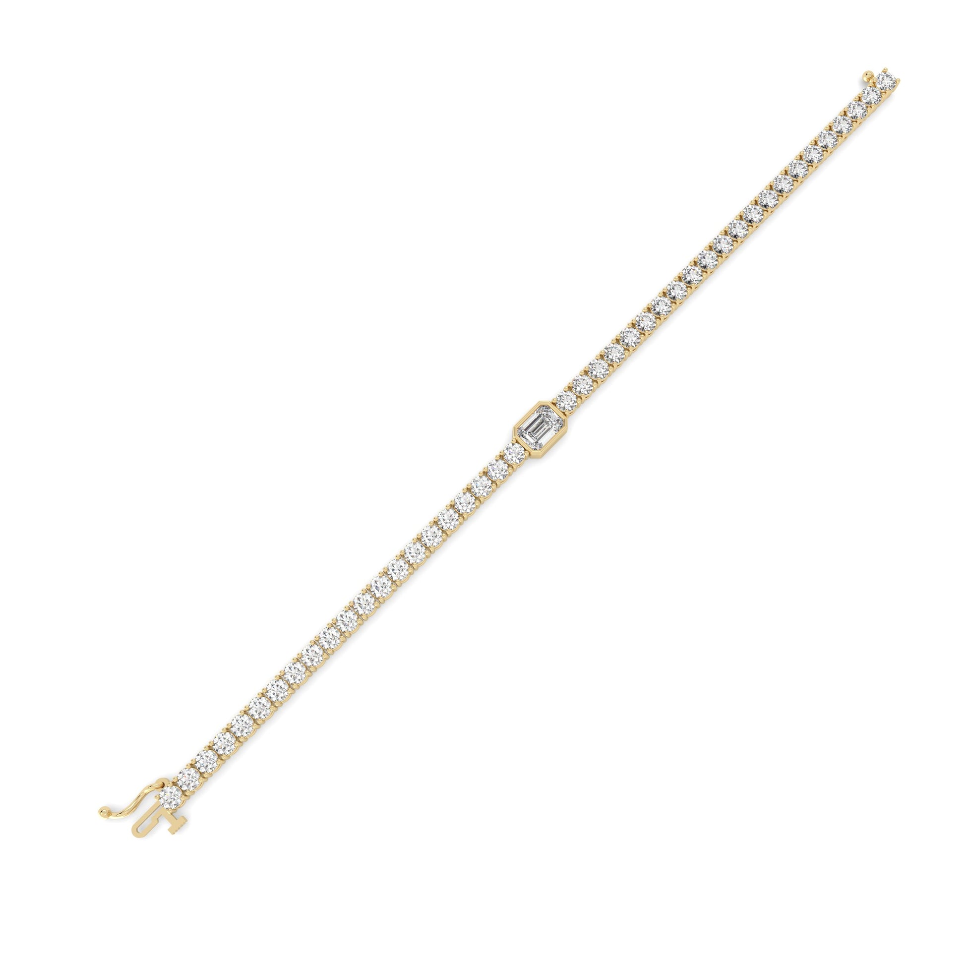 Daily wear Emerald & Round Tennis Bracelet in lab-diamonds