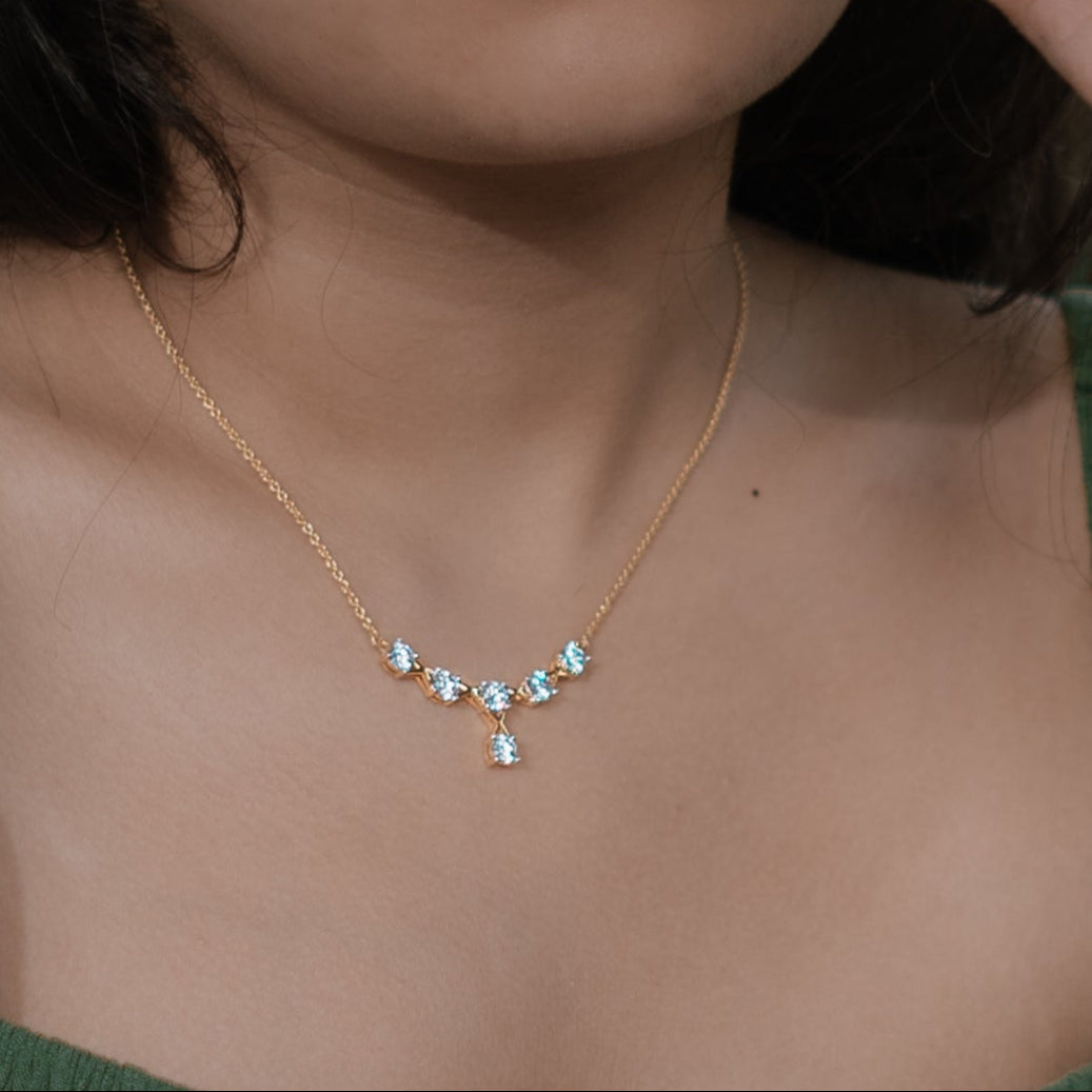 Lab Grown Round Diamond Necklace in gold and silver