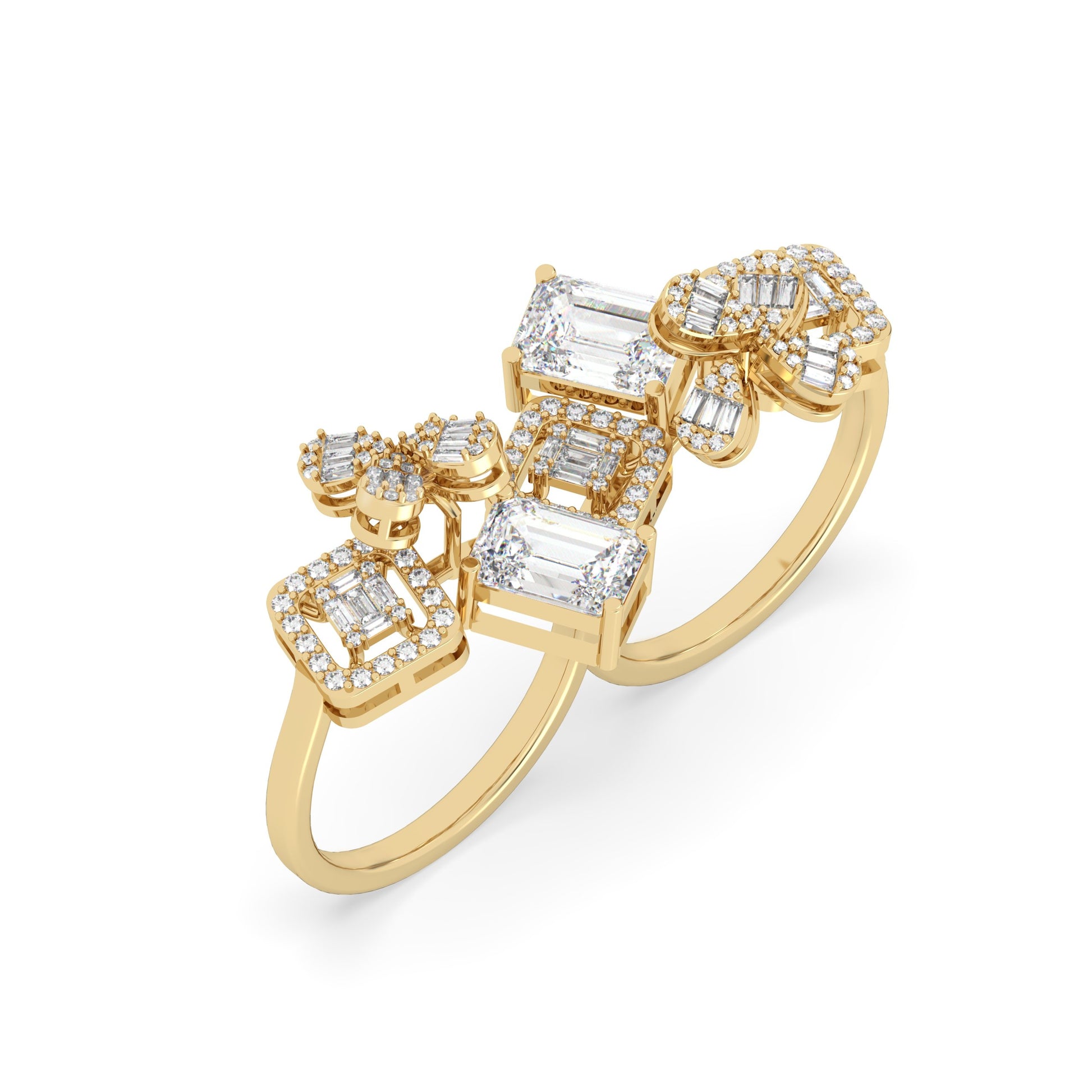 Emerald & Baguette Duo Cocktail Ring for women