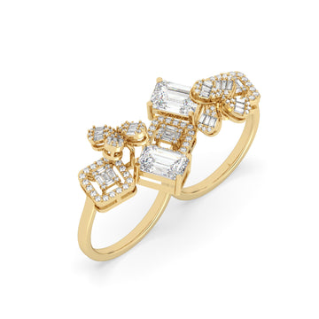 Emerald & Baguette Duo Cocktail Ring for women