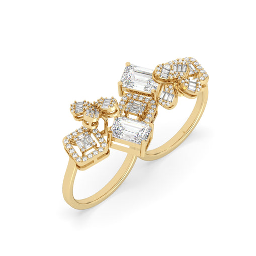 Emerald & Baguette Duo Cocktail Ring for women