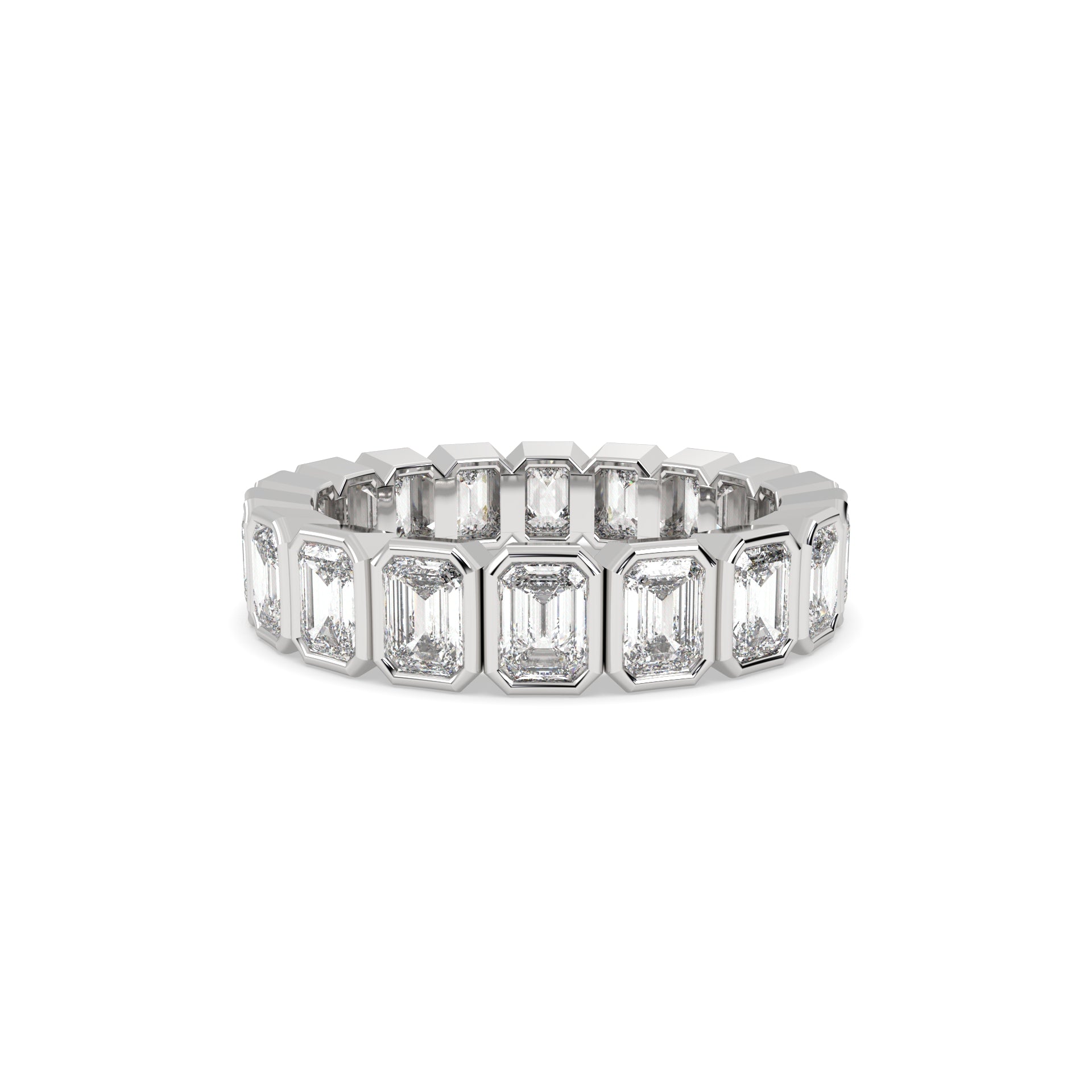 shop Emerald Bezel Full Band in white gold 1.5carat