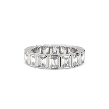 shop Emerald Bezel Full Band in white gold 1.5carat