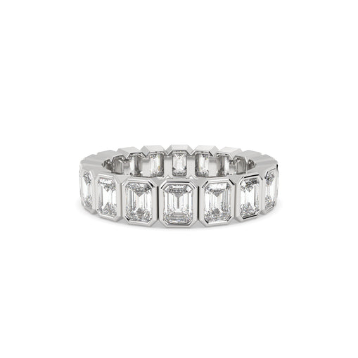 shop Emerald Bezel Full Band in white gold 1.5carat