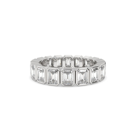 shop Emerald Bezel Full Band in white gold 1.5carat