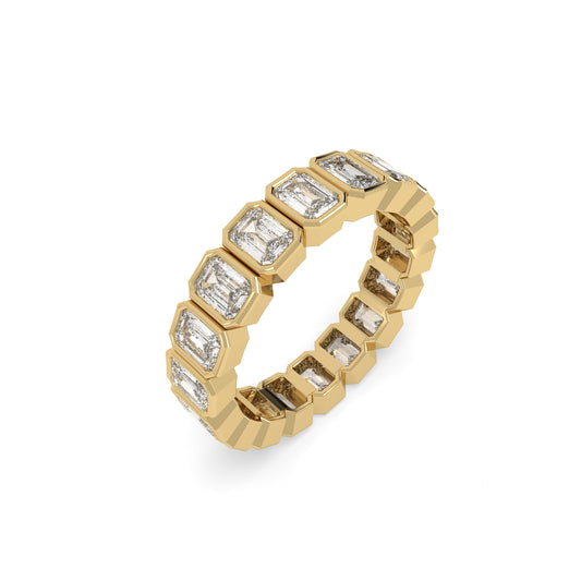 shop Emerald Bezel Full Band in yellow gold 1.5 carat ring