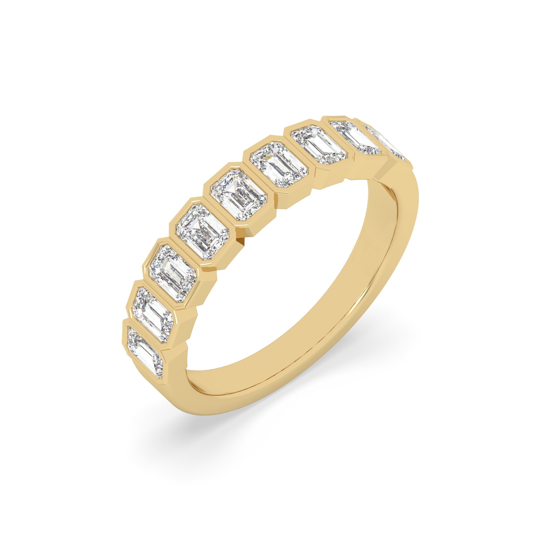shop Emerald Bezel Half Band in yellow gold