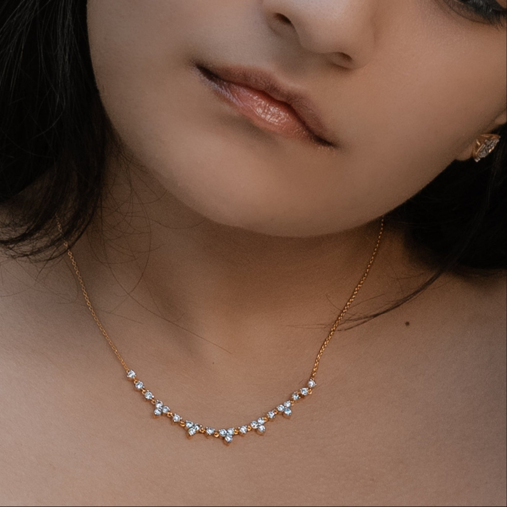 Round Multi gold Necklace in dailywear jewellery in lab grown diamonds