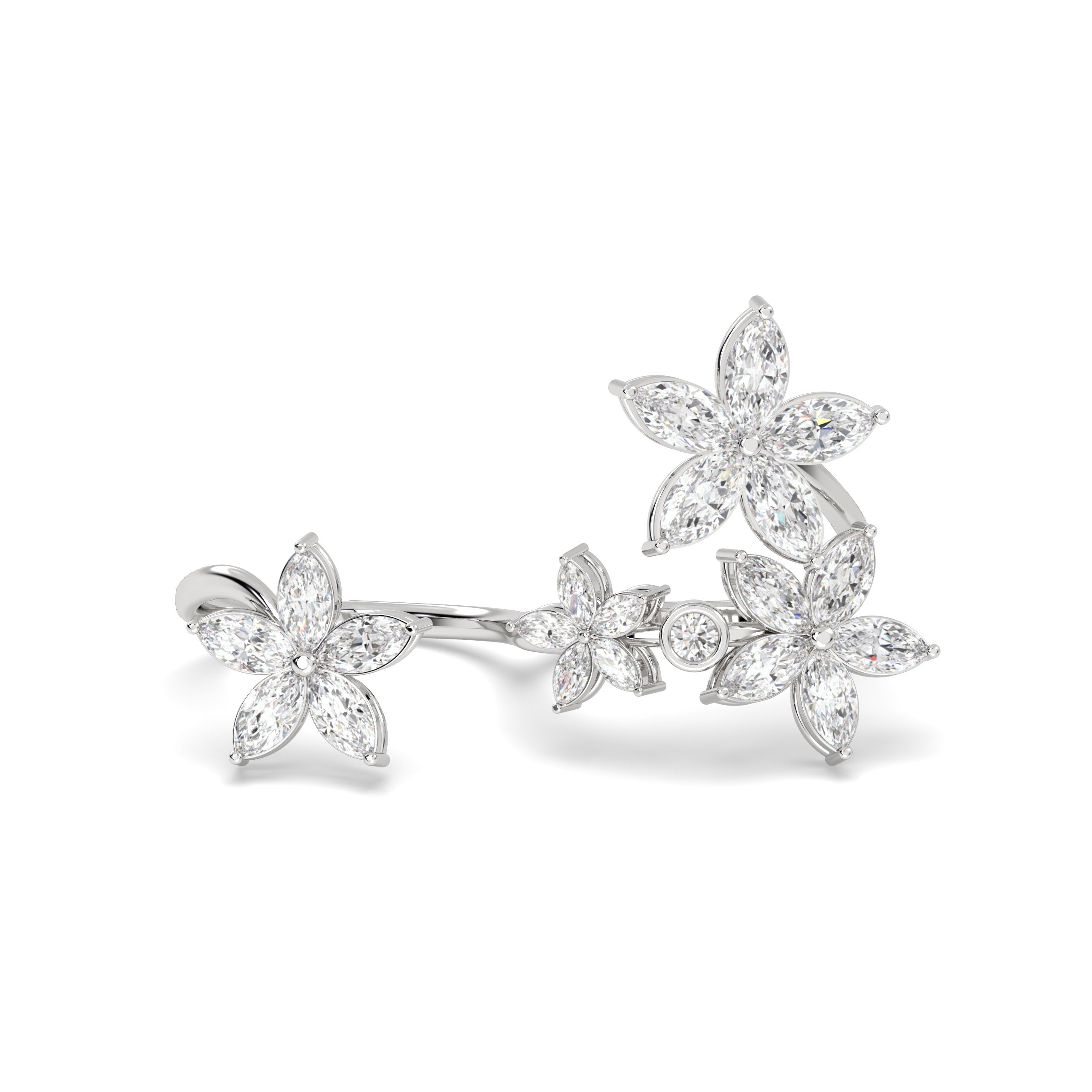 Floral Diamond Duo Ring for 2 fingers in 18karat gold