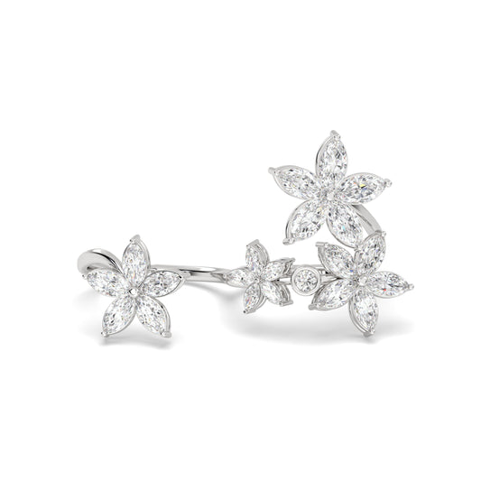 Floral Diamond Duo Ring for 2 fingers in 18karat gold