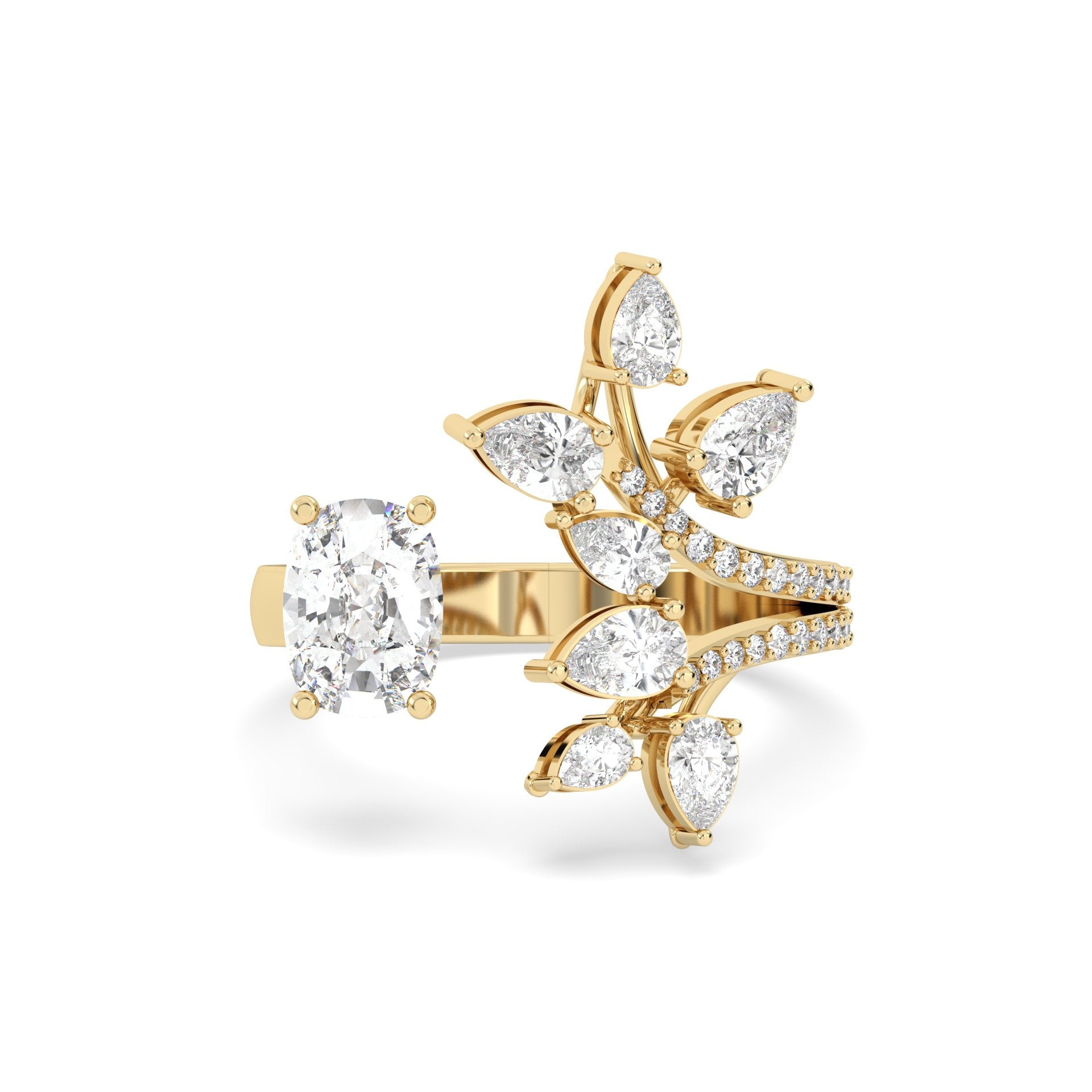 Floret Cocktail Ring for women in gold for heavy look