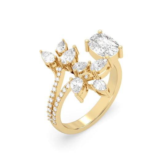 Floret Cocktail Ring for women in gold for statement look
