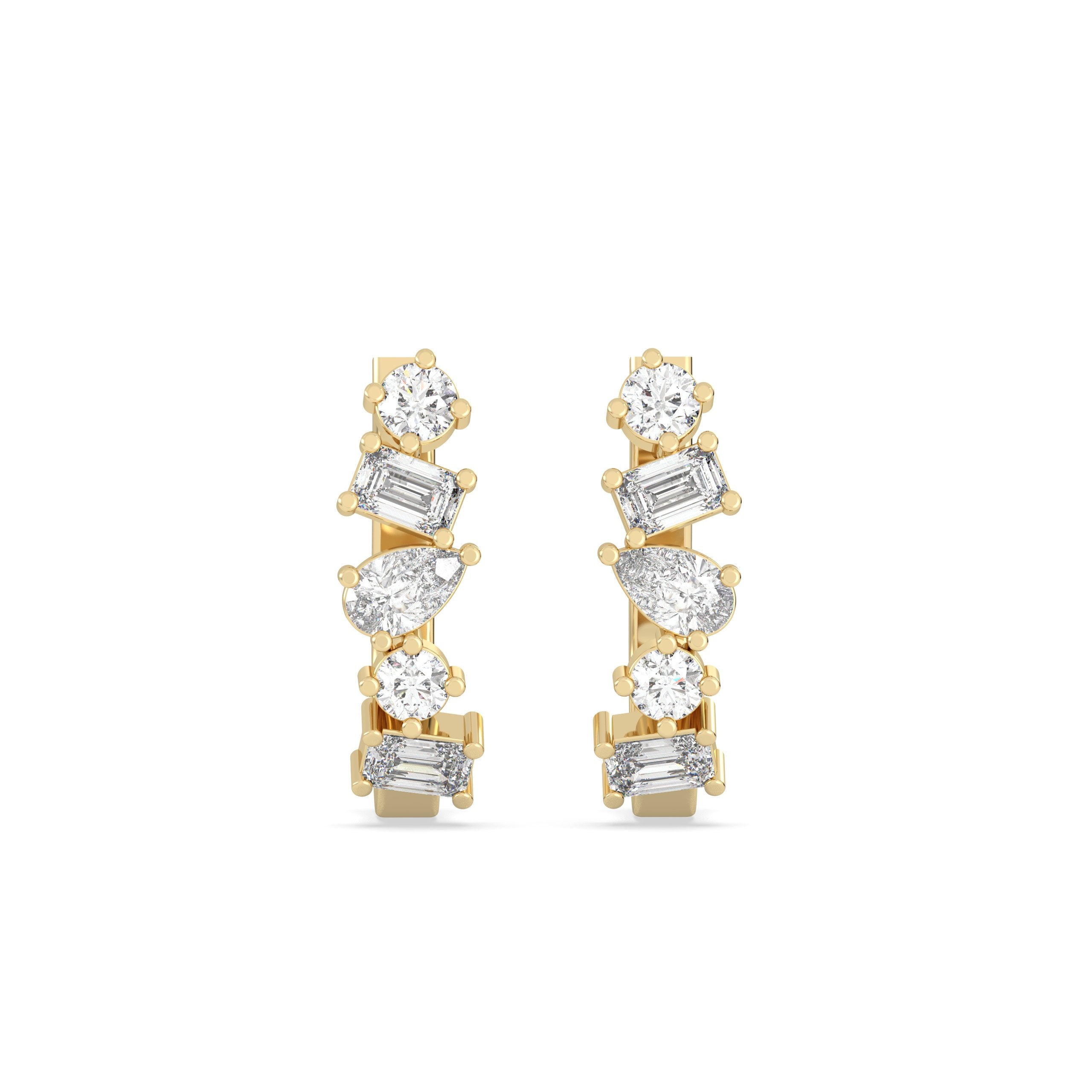 Bali Lab Grown Diamond Earrings – Multi Shaped Hoops