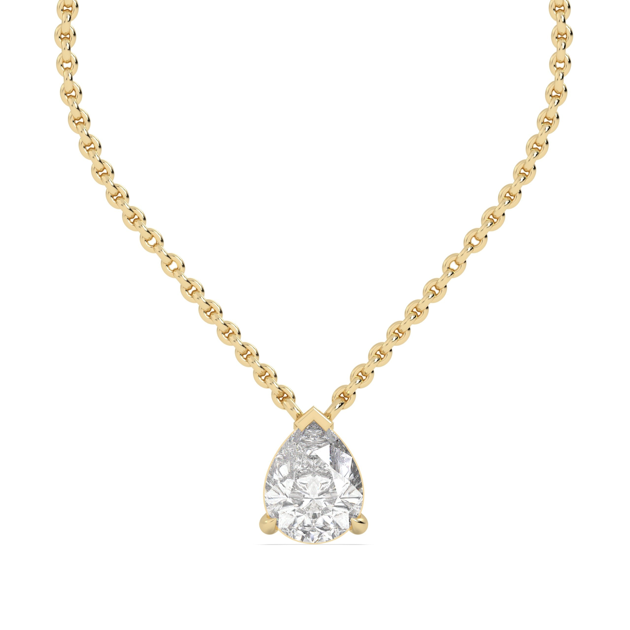 1.5 Ct Pear Solitaire Lab Grown Diamond Necklace
