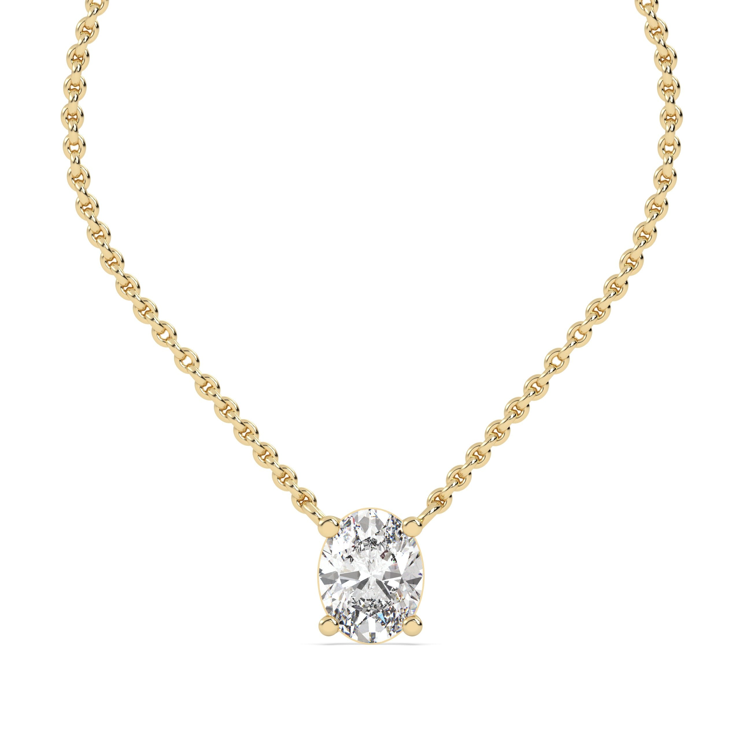 1.75 Ct Oval Solitaire Lab Grown Diamond Necklace