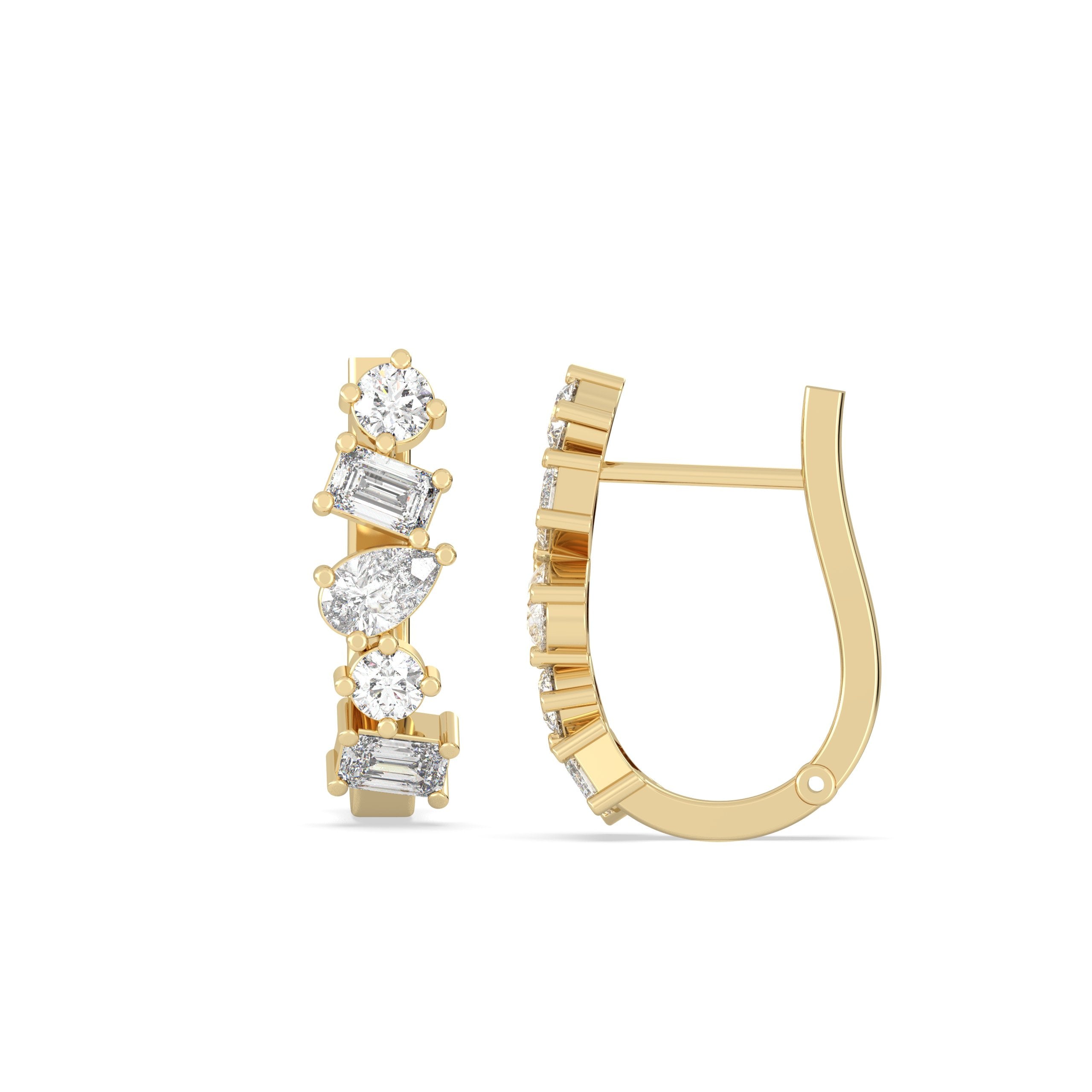 Bali Lab Grown Diamond Earrings – Multi Shaped Hoops