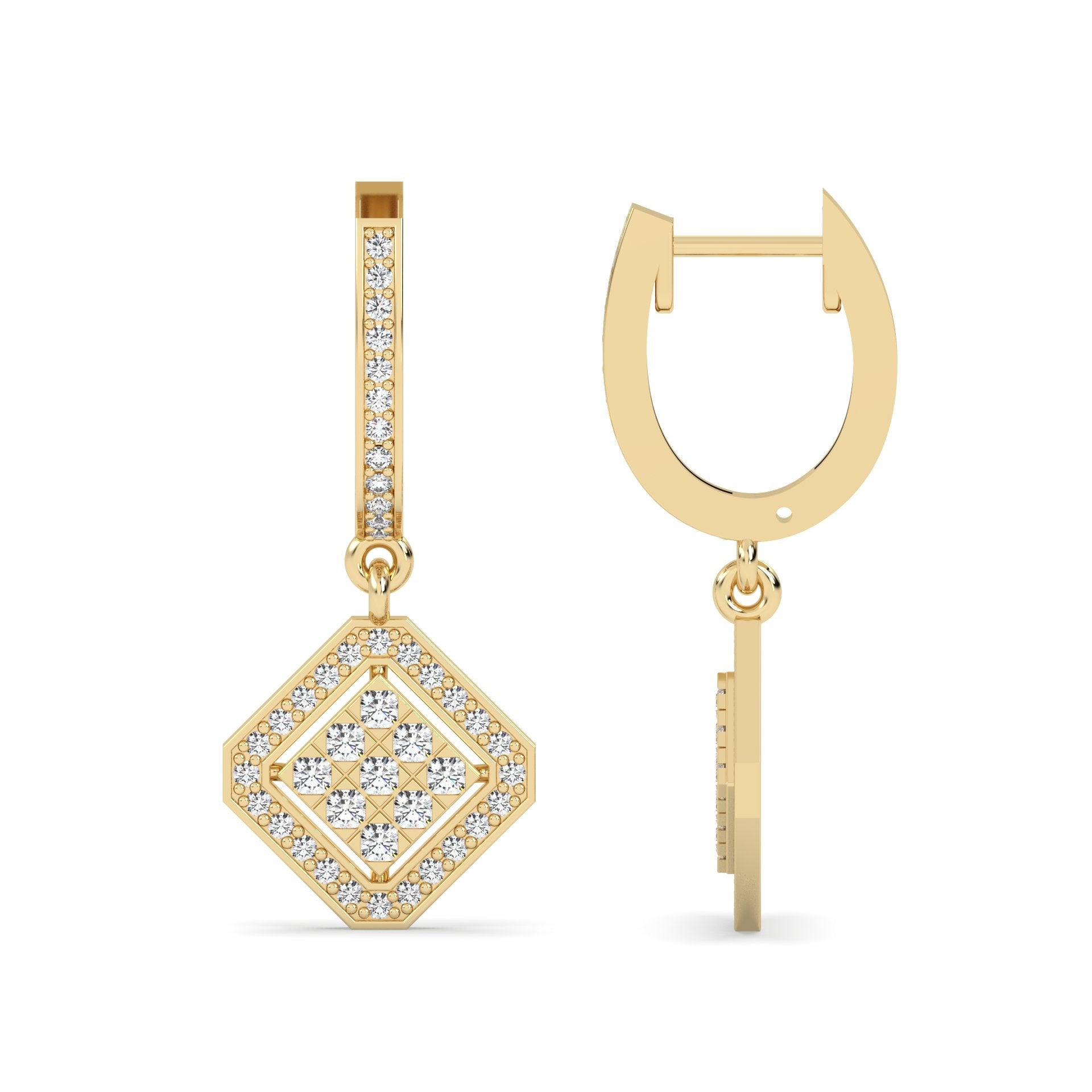 Drop Lab Grown Diamond Earrings – Rhombus – 925 Silver