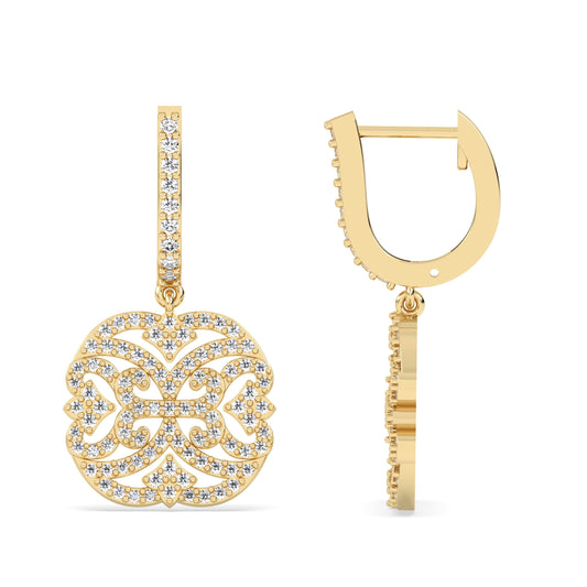 Drop Lab Grown Diamond Earrings – Ornate Quad – 925 Silver