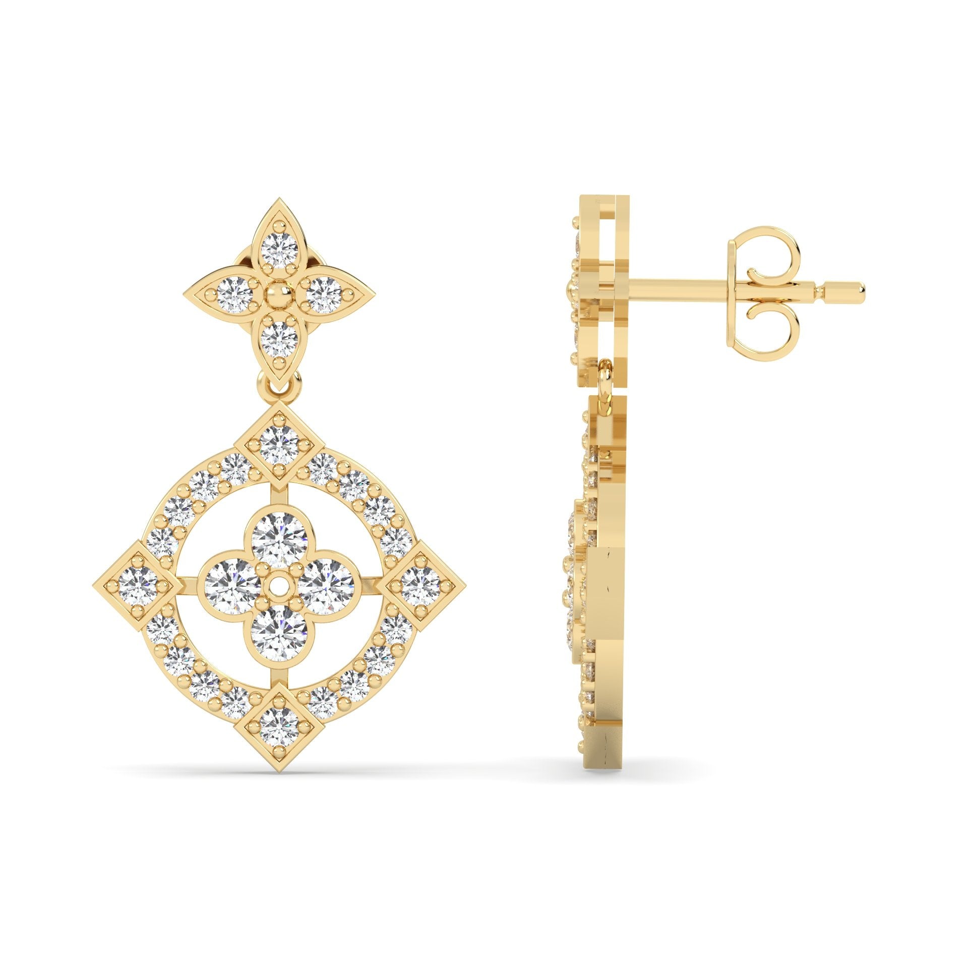 Drop Lab Grown Diamond Earrings – Quad – 925 Silver
