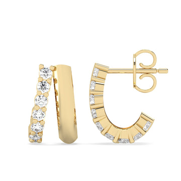 Hoop Lab Grown Diamond Earrings – Dual Arc Hoop – 925 Silver
