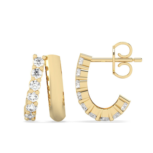 Hoop Lab Grown Diamond Earrings – Dual Arc Hoop – 925 Silver