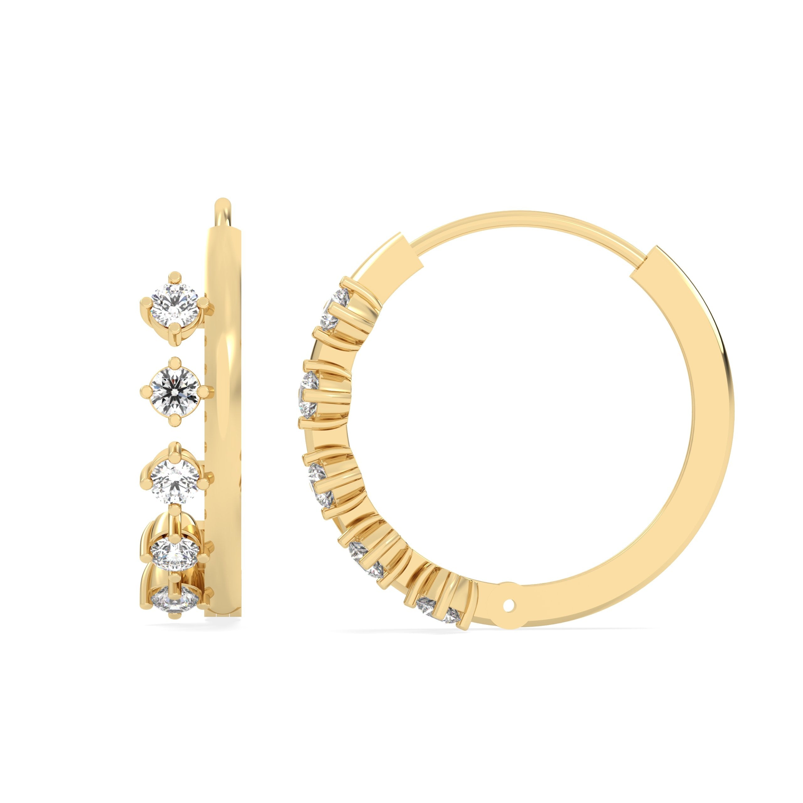 Hoop Lab Grown Diamond Earrings – Coupled Ray Hoop – 925 Silver