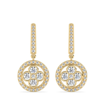 Drop Lab Grown Diamond Earrings – Floral Disc