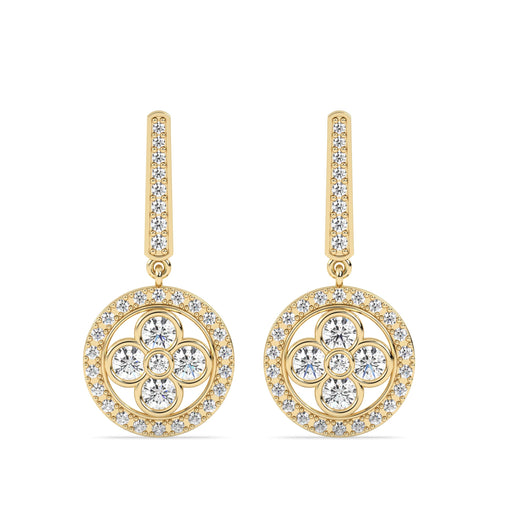 Drop Lab Grown Diamond Earrings – Floral Disc
