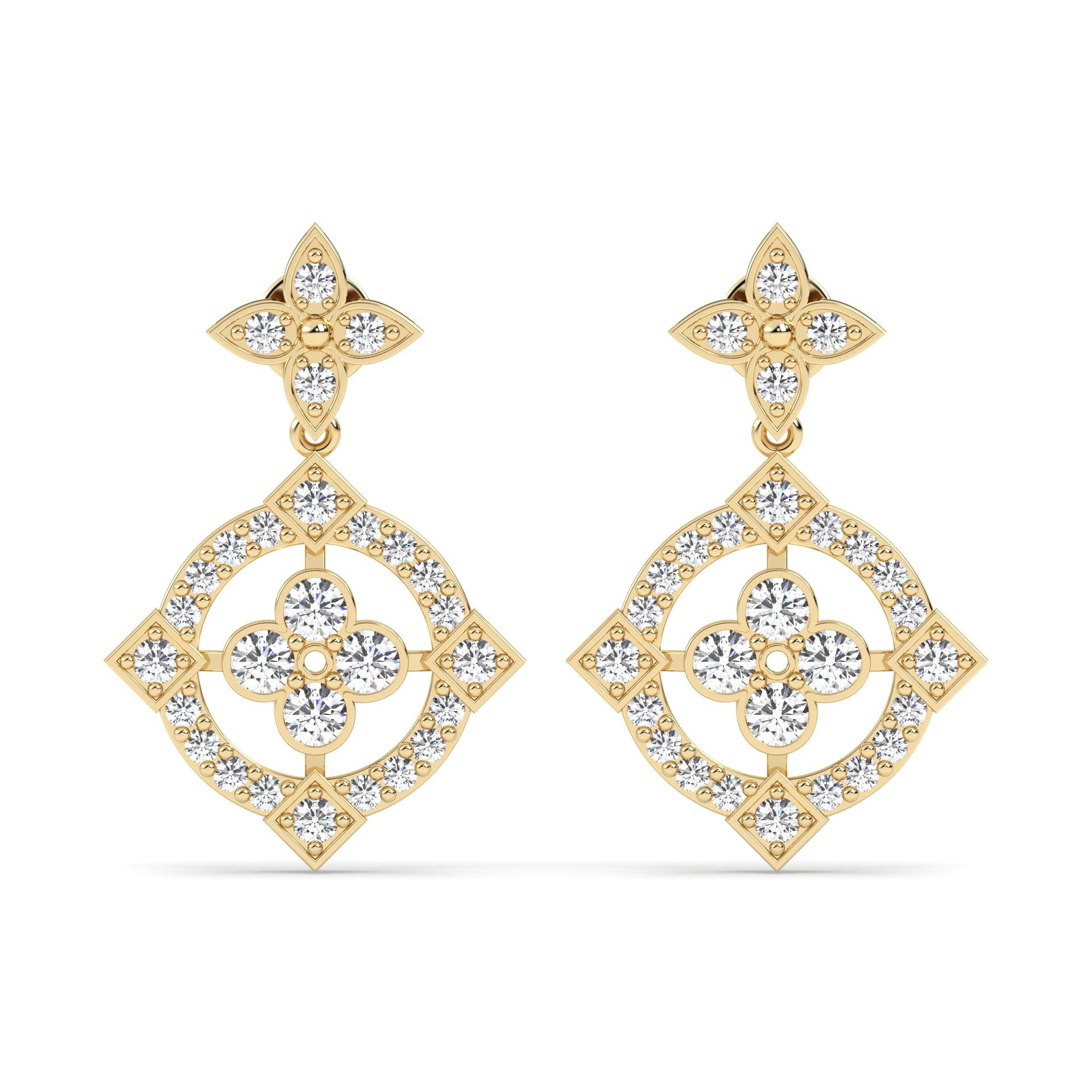Round Quad Drop Earrings