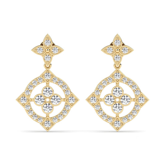 Round Quad Drop Earrings