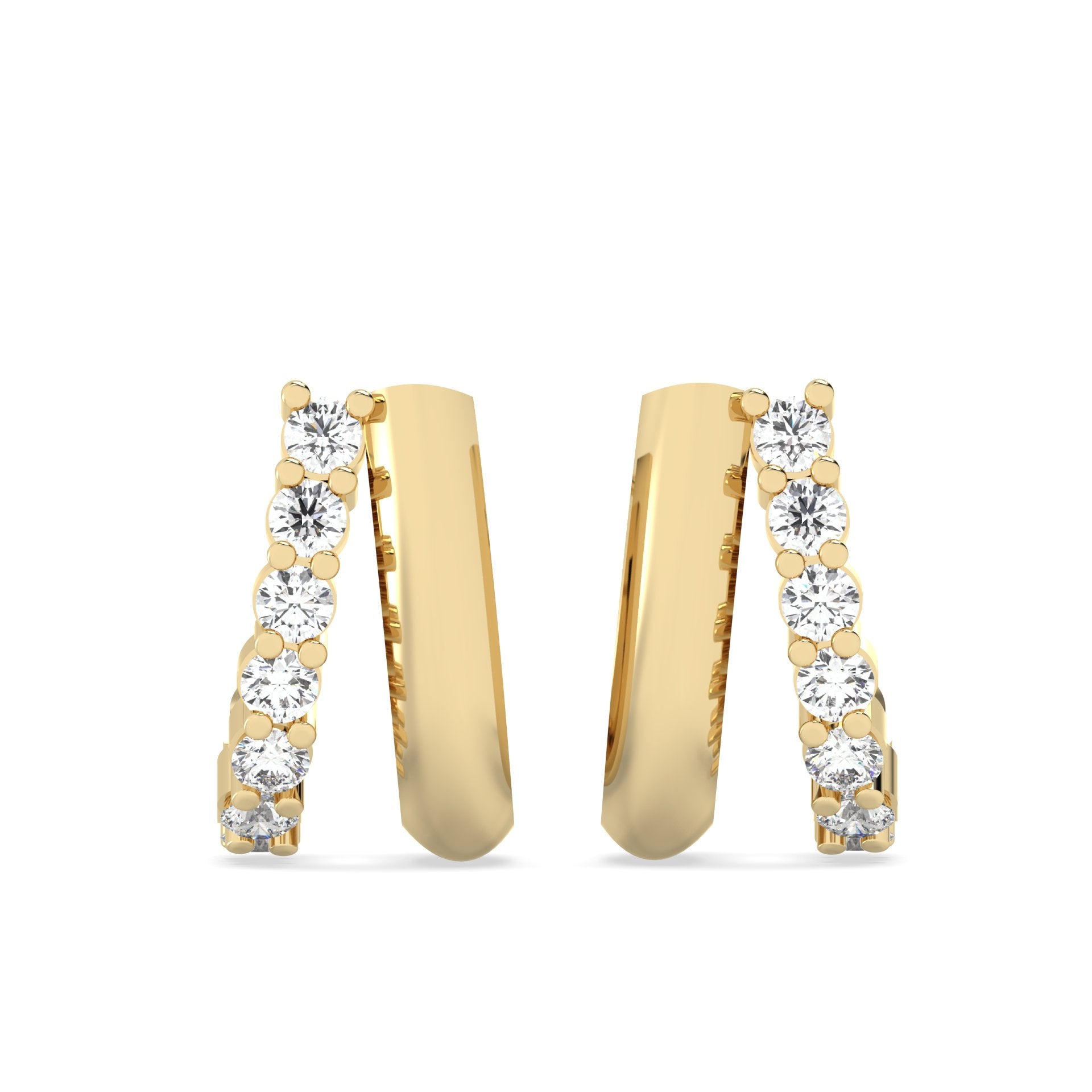 Hoop Lab Grown Diamond Earrings – Dual Arc Hoop – 925 Silver