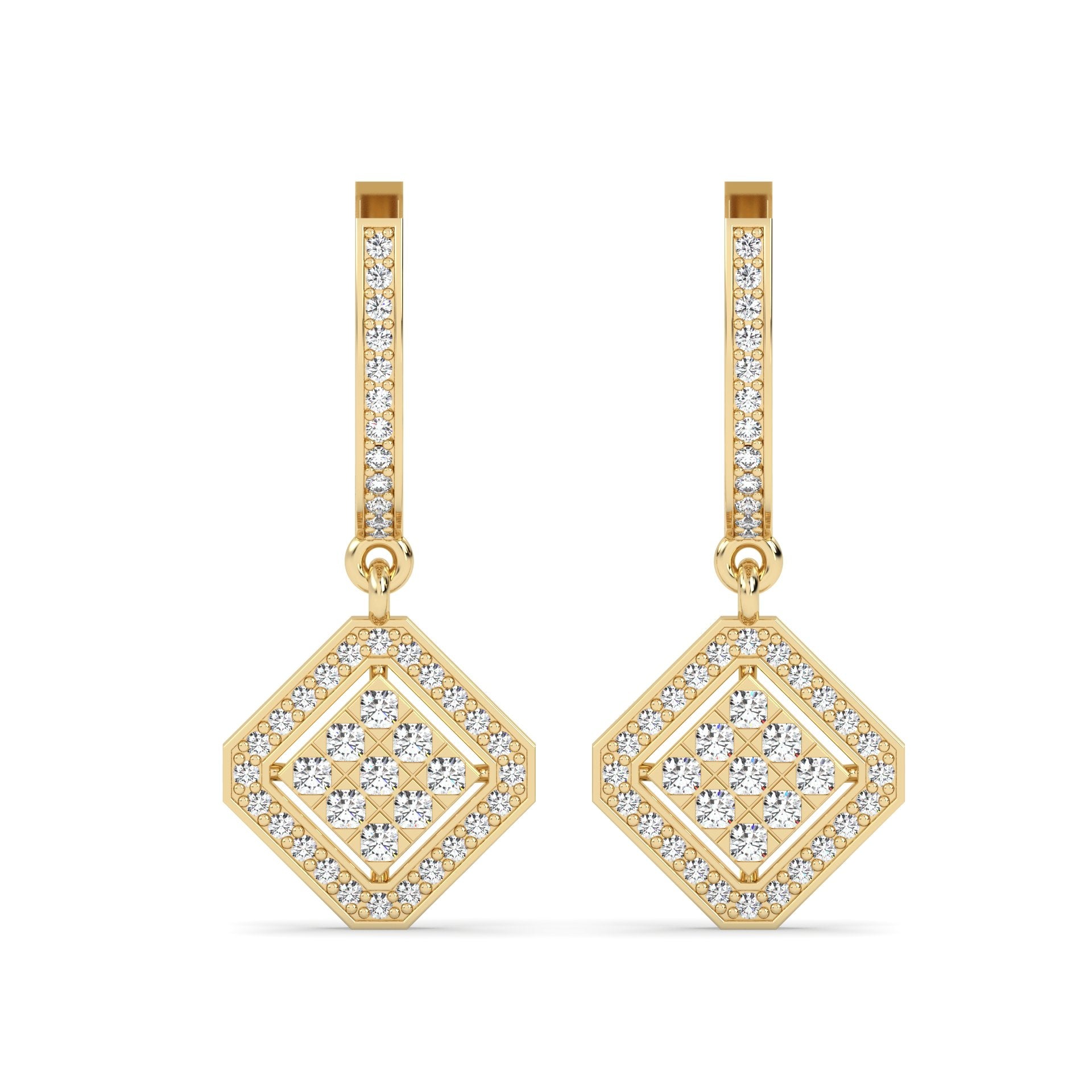 Drop Lab Grown Diamond Earrings – Rhombus – 925 Silver